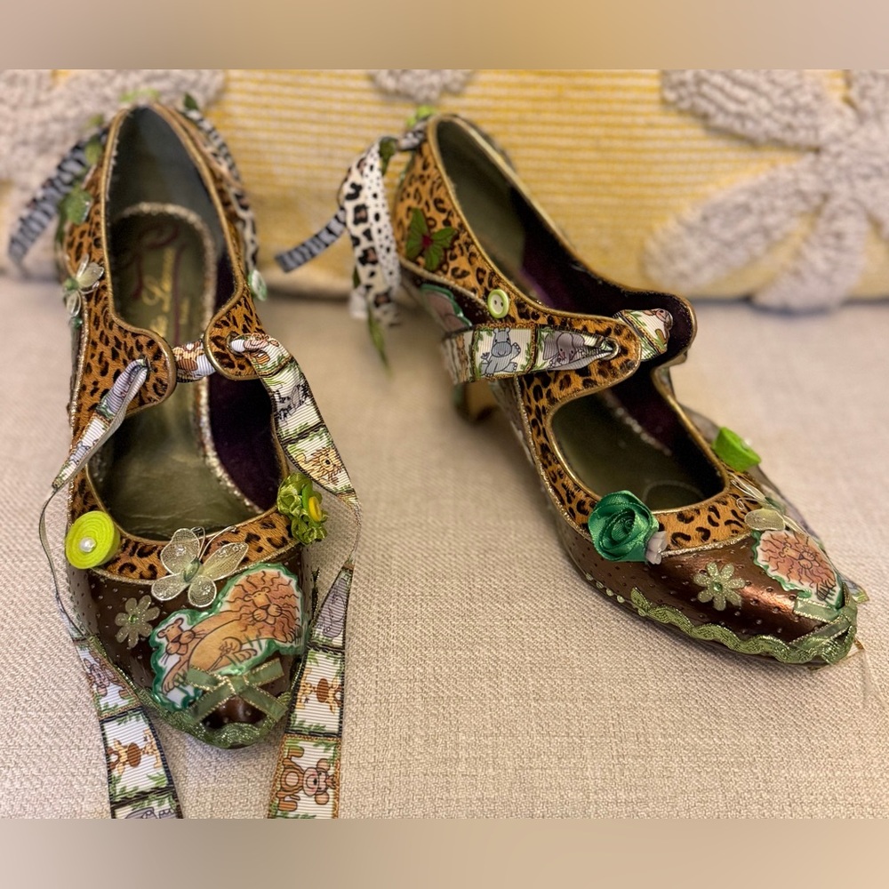 HandMade OOAK Mary Jane wedge statement heel in safari zoo jungle theme 8/39 - Picture 6 of 12